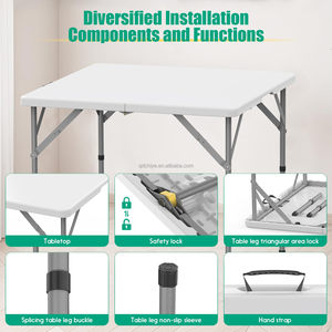 34'' Square <strong>Folding</strong> <strong>Card</strong> <strong>Table</strong> Fold-in-Half Portable Dining <strong>Table</strong> with Handle and Safety Lock Foldable Plastic Dining <strong>Table</strong> - Product Image 6