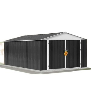 Caseta de Almacenamiento Moderna para Jardín, de Acero, con Doble Puerta, Galvanizada, para Herramientas, 10x12 pies - Product Image 5