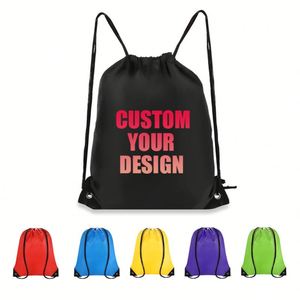 210D Polyester <b>Drawstring</b> <b>Backpack</b> Bag Promotional String Cinch for Swimming Sports Waterproof Foldable Portable - Product Image 2