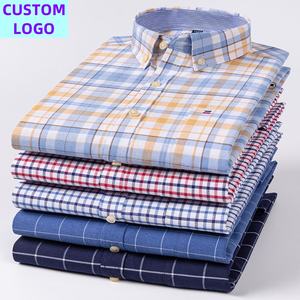 <span class=keywords><strong>Camicia</strong></span> da <span class=keywords><strong>Uomo</strong></span> Taglie Forti con LOGO Personalizzato in Cotone Oxford 100% <span class=keywords><strong>a</strong></span> Quadri o <span class=keywords><strong>a</strong></span> Righe Classica <span class=keywords><strong>a</strong></span> Maniche Lunghe per Autunno Inverno - Product Image 4