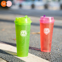 Nouveau produit thé à bulles jetable jus froid 700 ml Boba lait en plastique PP couleur dure tasse d'injection en plastique