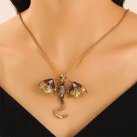Collier Gothique Dragon Volant Coloré pour Femme et Homme, Bijoux Punk, Pendentifs Gothiques, Colliers Dragon Volant en Émail
