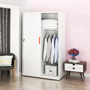 Armoire moderne en acier avec portes coulissantes pour chambre à coucher, rangement de vêtements, structure KD, <span class=keywords><strong>casier</strong></span> <span class=keywords><strong>métallique</strong></span> - Product Image 3