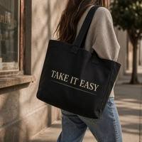 Grand sac fourre-tout en toile de coton grande capacité, robuste, réutilisable, imprimé, avec poche intérieure, pour femmes, plage, travail