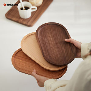 Plateau de service ovale en bois massif de haute qualité avec design rectangulaire pour le thé et le café à la maison - Product Image 1