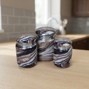 Modern Glass Spice <b>Jars</b> With Lids Round Glossy Design Capacity <b>Storage</b> Containers <b>For</b> <b>Kitchen</b> Use - Product Image 3