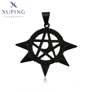 34767 TTM XUPING, colgante de pentagrama de acero inoxidable negro, joyería de moda inspirada en lo oculto para ambos - Product Image 1