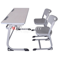 Mobilier de classe Mobilier d'étude scolaire Bureau d'étudiant avec chaises Design 2 Bureau d'école double pour étudiant Bureau d'école en bois