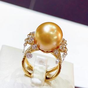 Anillo de Perlas de Oro Natural, Moderno y Personalizado, Plata de Ley S925 con Cristal para Uso Personal, Alta Calidad, 10-11 mm - Product Image 2