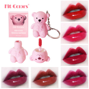 Porte-clés 2 en 1 Rouge à Lèvres Ours Brillant à Lèvres Hydratant et Vegan Cute Bear Brillant à Lèvres Hydratant <span class=keywords><strong>Pour</strong></span> Femmes - Product Image 2
