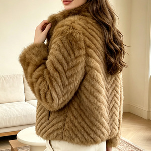 Manteau en fourrure de renard véritable <span class=keywords><strong>Carla</strong></span> pour femme, col montant, chaud et doux, tendance, ODM OEM - Product Image 6