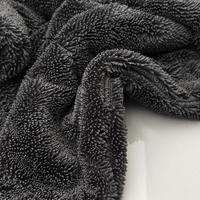 Serviettes de séchage en microfibre à double boucle torsadée sans bord pour le nettoyage et l'entretien des voitures, 1200 g/m²