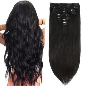 Extensions de cheveux humains brésiliens naturels noirs Remy à cuticules alignées, à clipser, 100 % humains, grade 10A 12A, sans perte de cheveux - Product Image 4