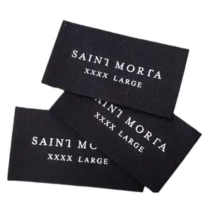 Fashion Hot Selling Black Printed Cotton Satin Fabric Woven Labels