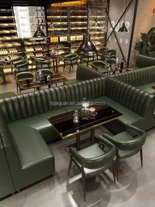 Sillón de madera maciza con respaldo de ratán y mesa de comedor con pedestal sólido, muebles para cafetería y <span class=keywords><strong>restaurante</strong></span>, con canales verticales de PU para pared de madera. - Product Image 3
