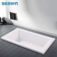 Baignoire en acrylique à surface solide d'angle unique Baignoire de salle de bain moderne portable avec égouttoir pour 1 personne