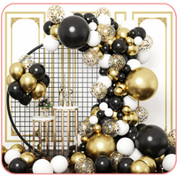 Kit d'arc de guirlande de ballons en latex personnalisé Ballons d'anniversaire pour garçon Accessoires de décoration de fête pour voitures, ballons blancs et noirs