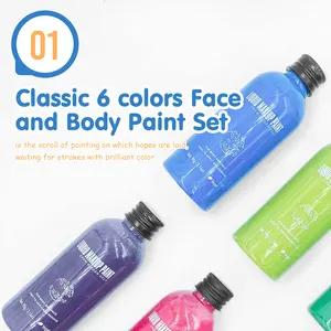Set 6 warna 3.04 Oz/90ml efek khusus berbasis air profesional untuk dewasa anak-anak SFX Makeup Cosplay cat wajah dan tubuh cair