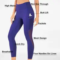 Celana Yoga Ketat Lycra Nilon Grosir dengan Saku Ukuran Ekstra Besar Legging Poliester Daur Ulang Pengangkat Kompresi Atletik Kustom