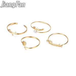 Bracelets Joncs Ouverts Élégants en Acier Inoxydable Plaqué Or 18K, Personnalisables avec Plaques Nominales – Prix Abordable - Product Image 5