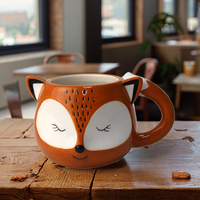 Tasse en céramique BESTCERA, forme de renard 3D, tasses à café au lait, porcelaine, tasses à café en céramique faites à la main pour cadeau