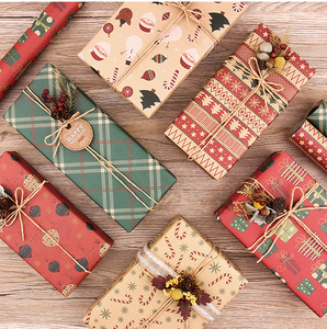 Dropshipping Shopify, Juego de Papel de Regalo Navideño Vintage Kraft con Cuerda y Pegatinas, Kit de Envoltura de Regalos DIY - Product Image 6