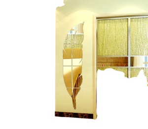 Autocollant mural miroir argenté amovible, plumes 3D, décalcomanie murale artistique, décoration de chambre à coucher DIY - Product Image 6
