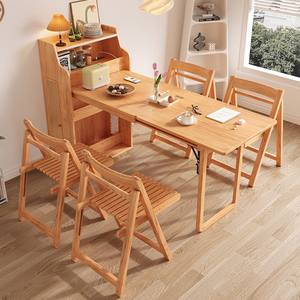 <span class=keywords><strong>Mesa</strong></span> de Comedor Extensible Plegable de Madera Maciza con Mueble Lateral de Almacenamiento, Diseño Moderno Multifuncional para Uso Doméstico Pequeño - Product Image 5