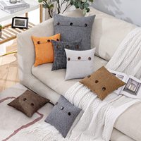 Housse de coussin en lin au style Vintage, taie d'oreiller de ferme à trois boutons, pour canapé-lit
