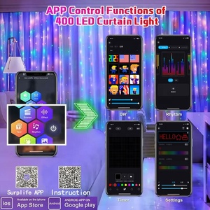 400 <strong>LED</strong> Smart Curtain <strong>Lights</strong> <strong>String</strong> <strong>Lights</strong> With App Remote Control Music Sync Christmas Curtain <strong>String</strong> Outdoor Fairy <strong>Lights</strong> - Product Image 4