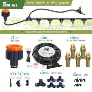 Sistema de nebulización con boquillas de latón Xiuning Horticulture, kit de 20 m con manguera de 5/8 mm y 20 boquillas para enfriamiento y humidificación - Product Image 2