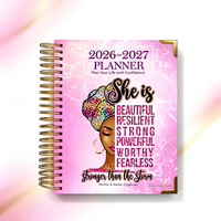 Personnalisez votre design : Carnet de notes/journal/agenda en cuir à spirale, format B6, pour femmes noires