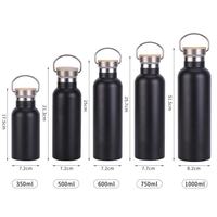 Botol Air Stainless Steel Dinding Ganda Ramah Lingkungan Desain Klasik dengan Pegangan, Tutup Bambu, dan Sedotan, Grosir Kustom
