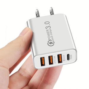 อะแดปเตอร์ชาร์จโทรศัพท์มือถือแบบติดผนัง 3USB+PD Type C รองรับ QC3.0 หัวปลั๊กแบบ EU US กำลังไฟ 20W - Product Image 1