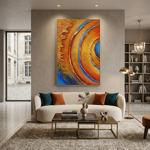 Grande peinture à l'huile abstraite faite à la main, toile texturée, art mural coloré, relief 3D, œuvre d'art moderne pour la décoration du salon - Product Image 3