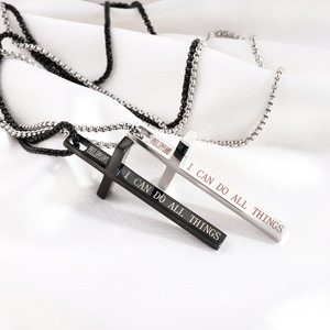 Collar Cruzado Moderno FANKE al por Mayor, Chapado en Oro <span class=keywords><strong>de</strong></span> 18K, Cadenas <span class=keywords><strong>de</strong></span> Acero Inoxidable Grabadas, Joyería Religiosa, Regalo para Hombre - Product Image 1