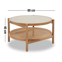 Nordischer Rattan-Couchtisch Massivholz Runde Ecken Modern Maßgefertigt für Wohnzimmermöbel