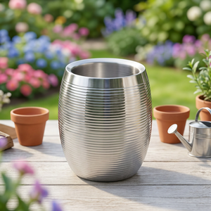 Seau à vin isotherme en acier inoxydable durable, finition brossée élégante, conception anti-condensation, motif floral classique, 3L - Product Image 6