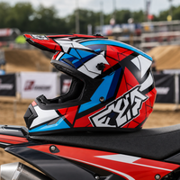 Helm Motocross Full Face ABS High Impact untuk Balap Off-road ATV Downhill Karting Dirt Bike Cross Set
