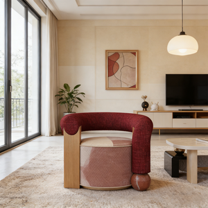 <span class=keywords><strong>Fauteuil</strong></span> rond en velours bordeaux de luxe moderne, pieds en forme de boule uniques, tissu <span class=keywords><strong>patchwork</strong></span>, <span class=keywords><strong>fauteuil</strong></span> lounge, design nordique, canapé club - Product Image 1