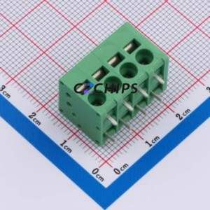 DB241R-5.0-4P-GN Spring Terminal Block Bent Lead Through Hole,P=5mm Connector 1x4P 5mm Green 4P - Product Image 1