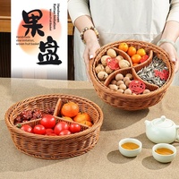 Corbeille de rangement pour fruits en plastique tressé souple, compartimentée et amovible, au design minimaliste, pour table basse de salon et collations