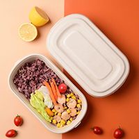 Boîte à emporter en pulpe de canne à sucre jetable, écologique, compostable, biodégradable, étanche, avec couvercle, taille et logo personnalisés, adaptée aux aliments