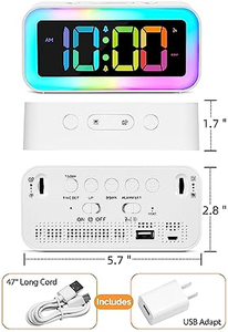 Electric LED <b>Digital</b> Desk Alarm <b>Clock</b> Temperature Display Acoustic Control Sensing USB Charging Pen Holder Plastic Bathroom - Product Image 5