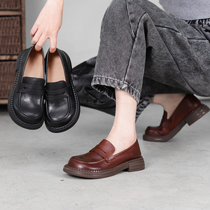 Mocassins Penny en Cuir Souple Style Décontracté pour Femmes, Modèle <span class=keywords><strong>Chunky</strong></span>, Noir et Marron, OEM ODM - Product Image 2