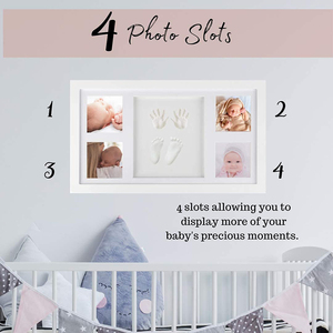 Kit de souvenir empreintes de mains et de pieds de bébé à 4 emplacements, argile à modeler non toxique, impression UV artistique, <span class=keywords><strong>cadre</strong></span> photo en bois personnalisable et tendance - Product Image 5