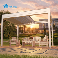Pergola bioclimatique Sweet Home anti-rouille en aluminium avec toit à lames motorisées rétractables, éclairage LED, pour patio extérieur, cour, gazebo