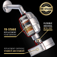 Pommeau de douche fixe moderne à 15 jets haute pression, écologique, chromé, pour accessoires de robinetterie de salle de bain, élimine le chlore