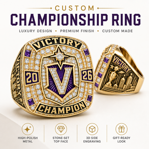 Anello Personalizzato per <span class=keywords><strong>Campioni</strong></span> di Campionati Sportivi, Incisione Personalizzata dei Record di Vittoria, Anello con Mascotte della Squadra - Product Image 4