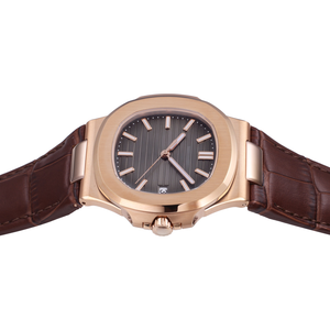 Reloj automático de lujo para hombre, caja de acero inoxidable en oro rosa, esfera degradada en marrón <span class=keywords><strong>chocolate</strong></span>, reloj de pulsera mecánico con cristal de zafiro - Product Image 4